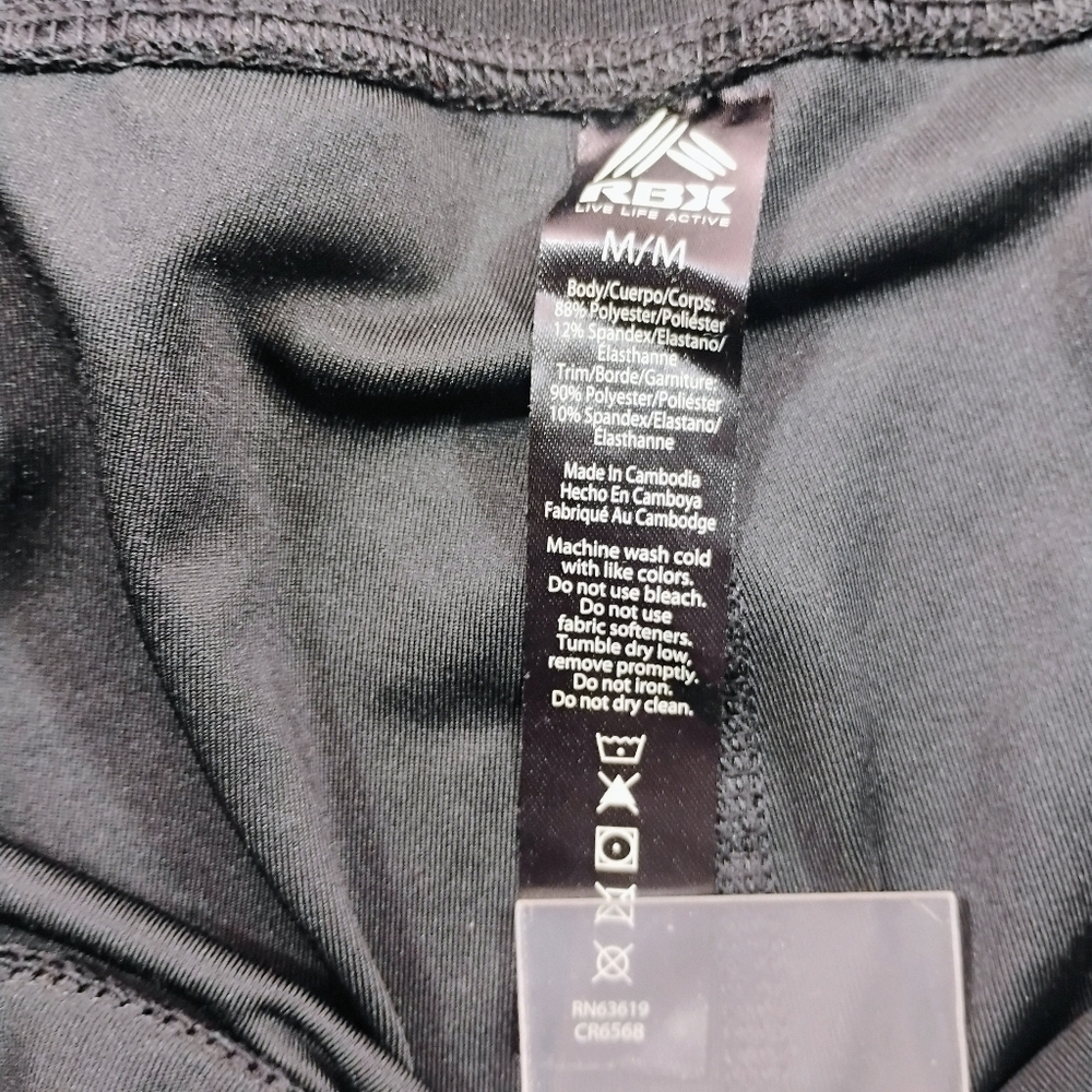 RBX CR6568 Black Lace Panel High Waist Capri Leggings Size Medium - Picture 3 of 16